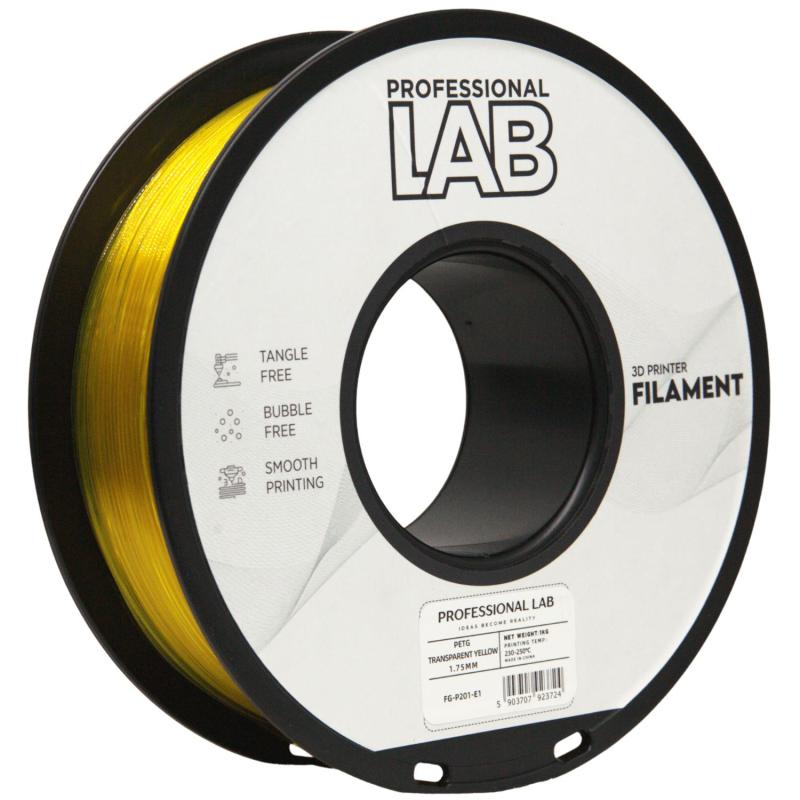 PETG filament transparent yellow Prof. Lab, 1,75mm, 1KG